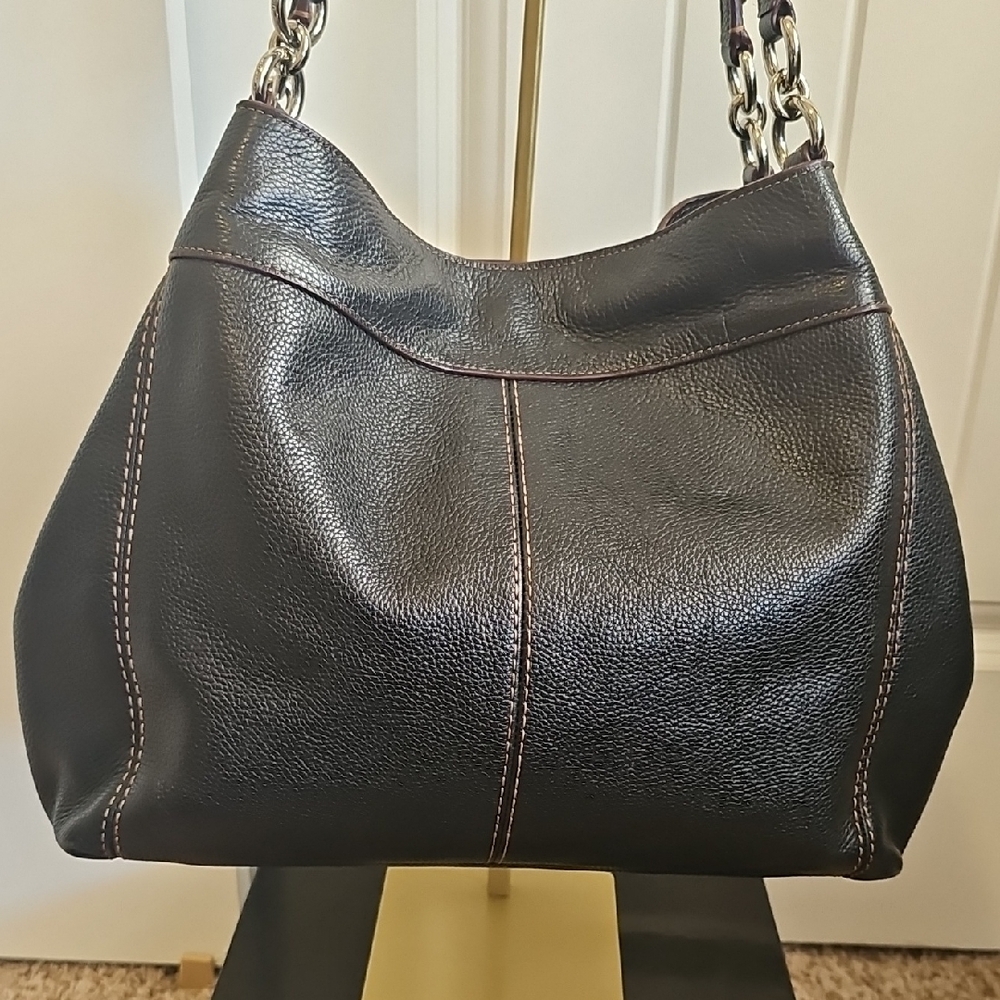 Coach 2017 Lexy XL Black Pebbled Leather Hobo Shoulder Bag Rivet Details. EUC - Picture 9 of 13